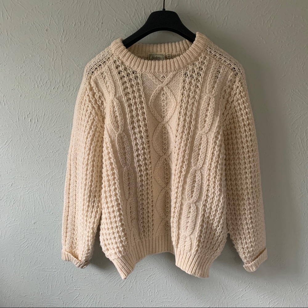 Vintage Unisex Cream Fisherman Sweater
